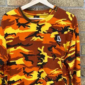 OVO Camo Long Sleeve Shirt Sweater Large Orange Octobers Very Own Camoflague